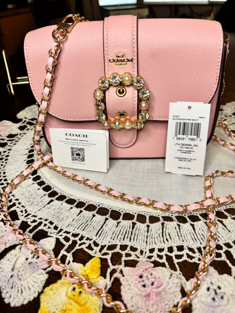 Coach Gemma Jewel Buckle Crossbody Bag CE622 Powder Pink Multi NWT - Picture 10 of 12